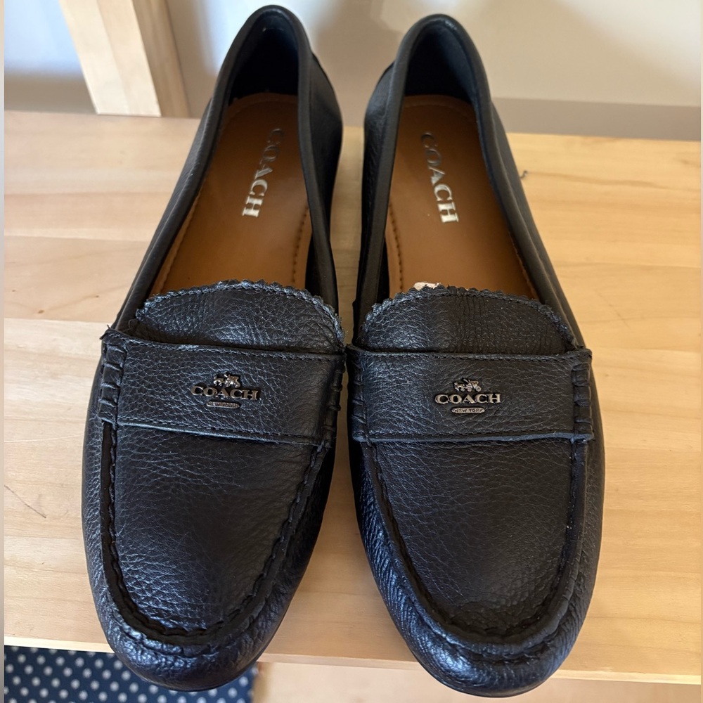 Coach Black Leather Loafers Classic Flats